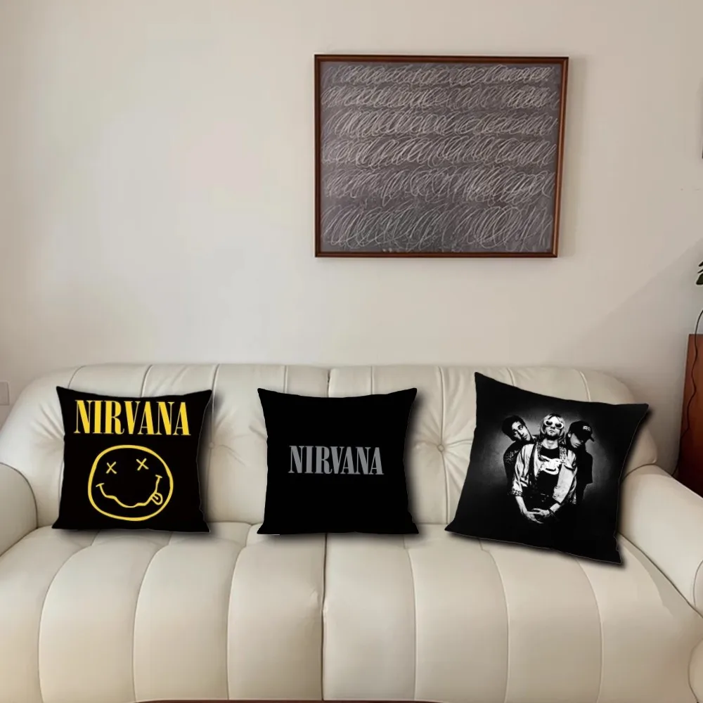 Band Hot Pillow Case For Sofa Bedroom Living Room Office Bedside N-Nirvana Table Backrest Cushion Printing Square