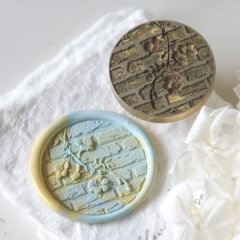 

3D Retro Wax Paint Seal Stamp Flowers/Laser/Wall GUI20230718 Copper Head Envelopes Wedding Invitations Scrapbooking Gift