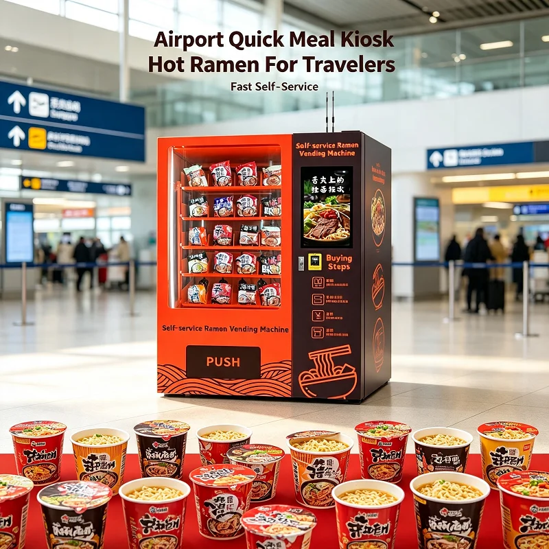 Self-Service Noodle Vender with Hot Water, Snack Dispensing System for Company Break Room