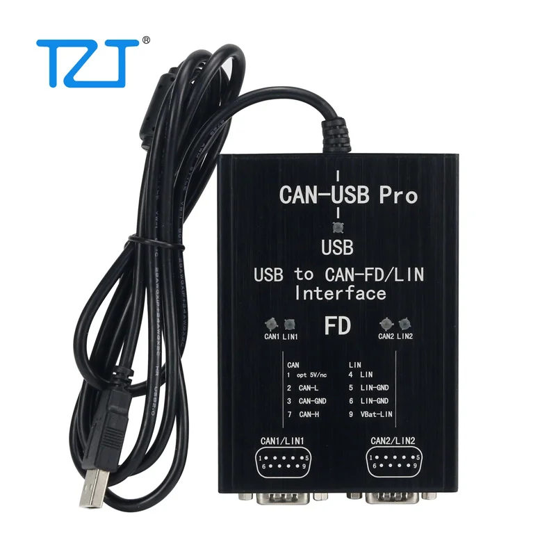 TZT SYSMAX PCAN FD Lite 5Mbit/s USB to CAN Adapter 2CH CAN FD Compatible with IPEH-004061 for Vector VN1610