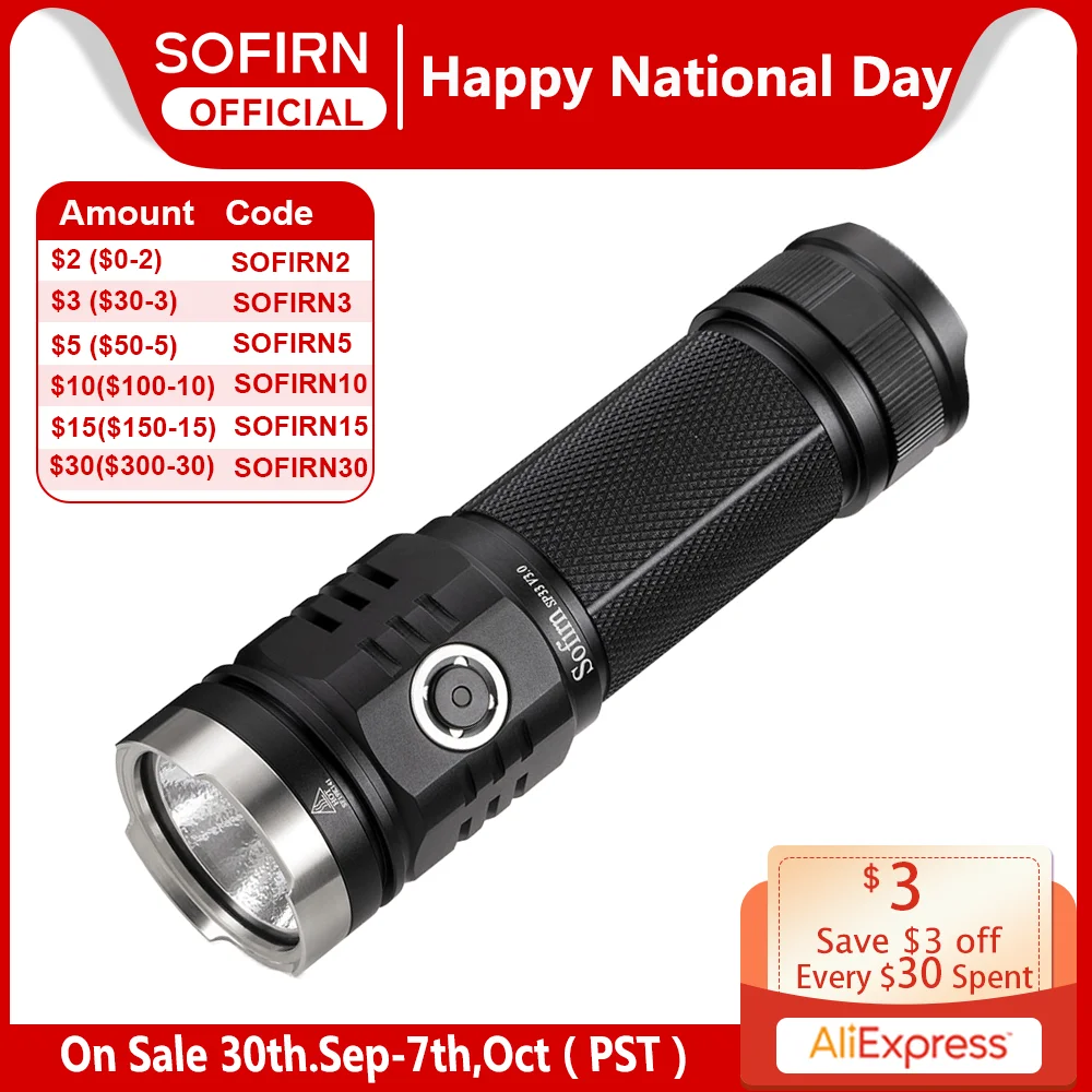 

Sofirn SP33V3.0 3500lm Powerful LED Flashlight USB C Rechargeable tactical Torch 26650 Light XHP50.2 with Power Indicator