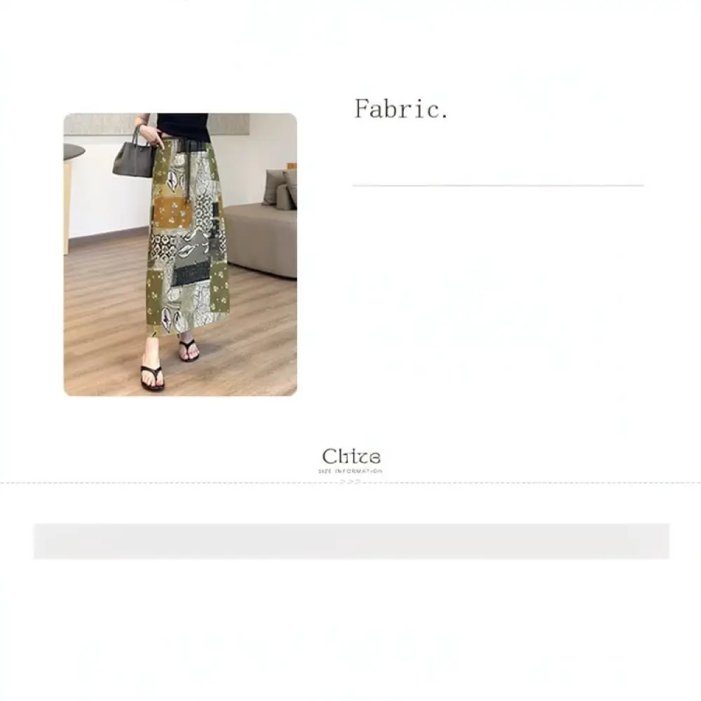 Breathable Tencel Linen Skirt Women Summer Printed Elegant Casual Flowy High Quality Long Skirt For Daily Commute