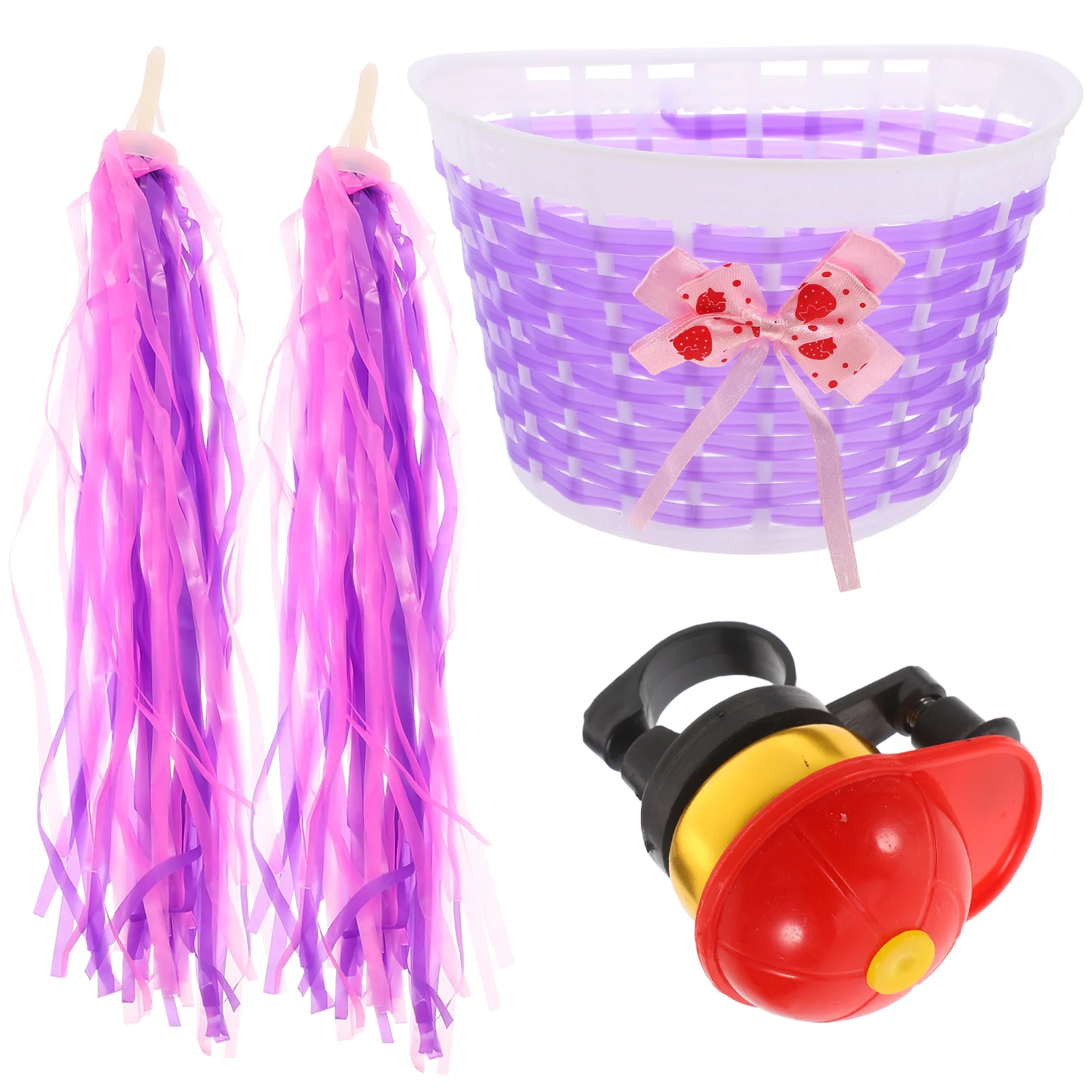 4 Pcs Bike Accessories for Kids Child Handlebar Basket Bell Decoration Scooter with Bells Streamers