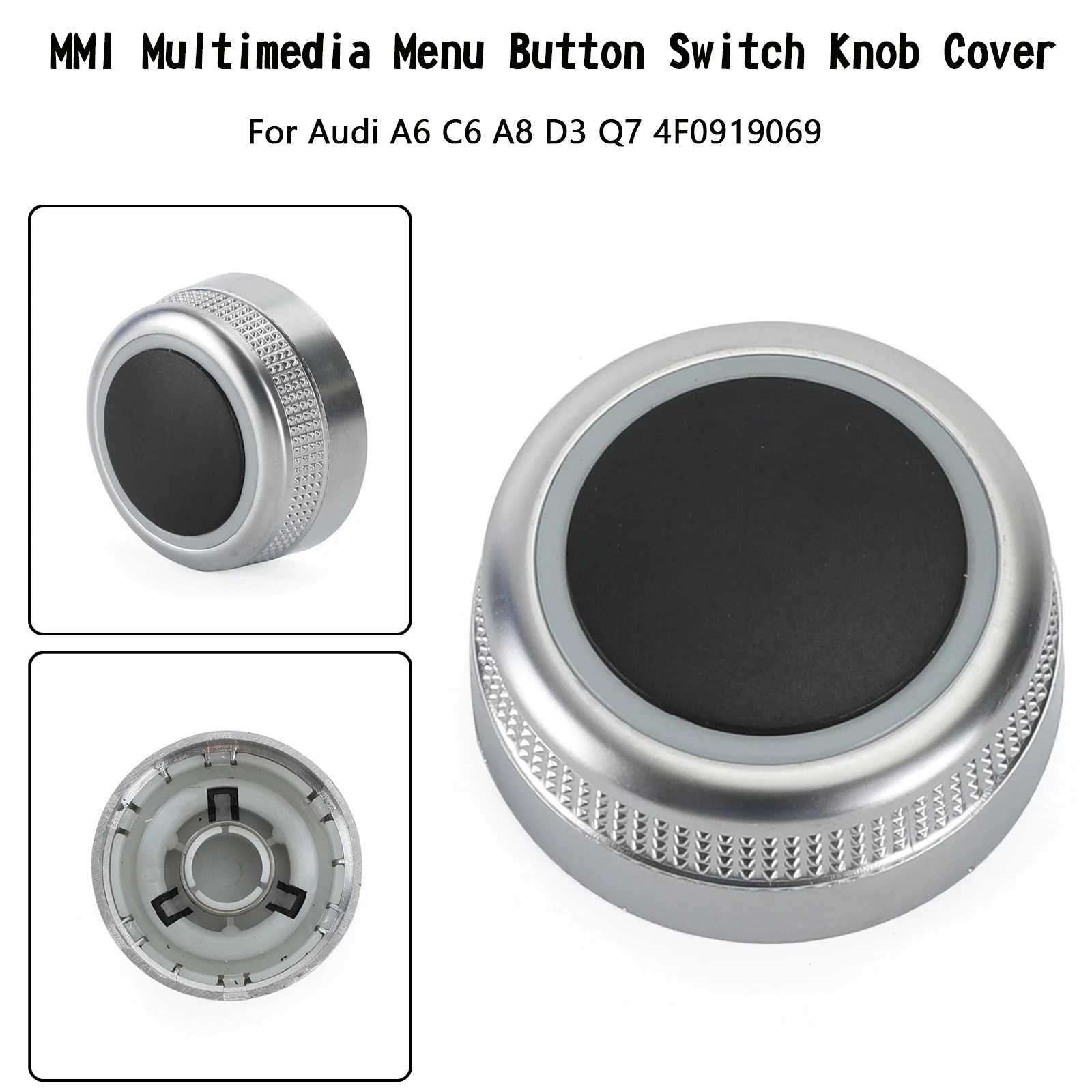 Artudatech MMI Multimedia Menu Button Switch Knob Cover For Audi A6 C6 A8 D3 Q7 4F0919069