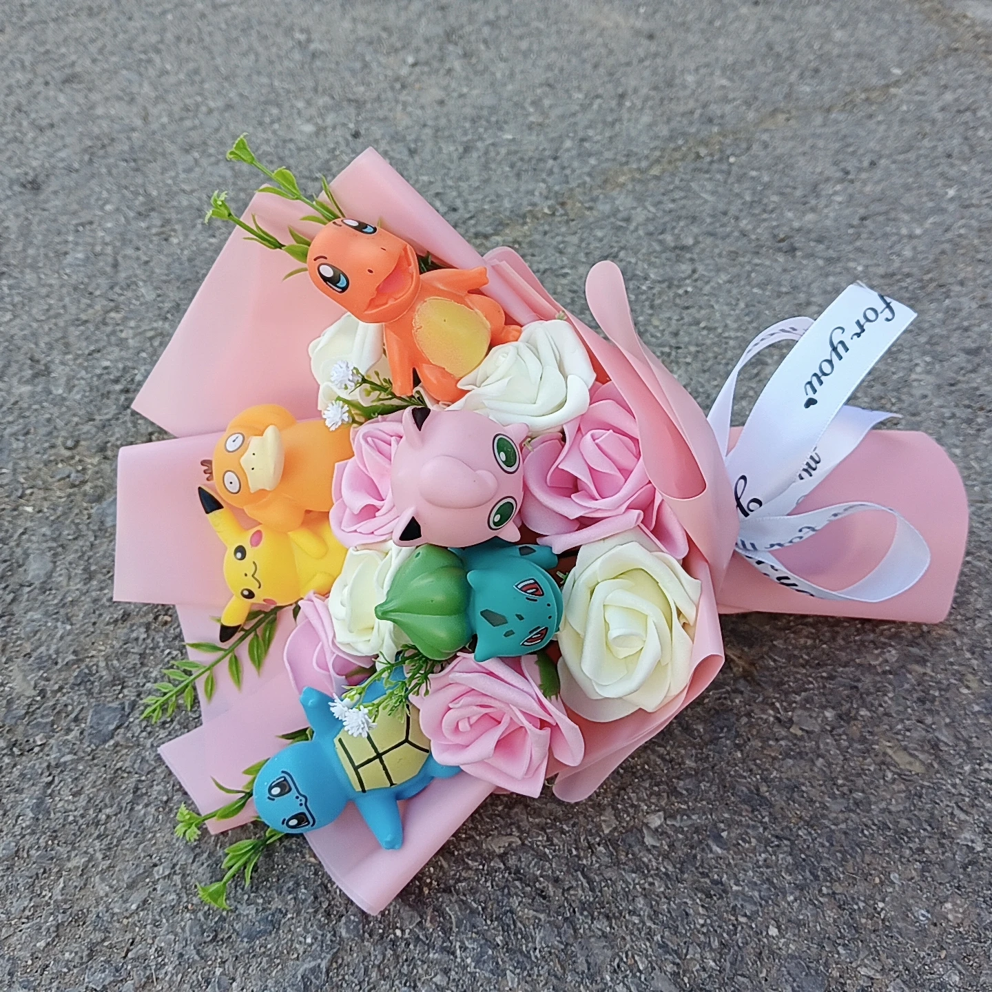 Pokemon Bouquet Gengar Charmander Squirtle Bulbasaur Eevee Pikachu Compleanno Regalo di San Valentino Regalo di festa di Natale