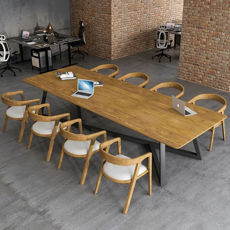 Solid wood company staff work meeting simple desk reception negotiation leisure tables and chairs