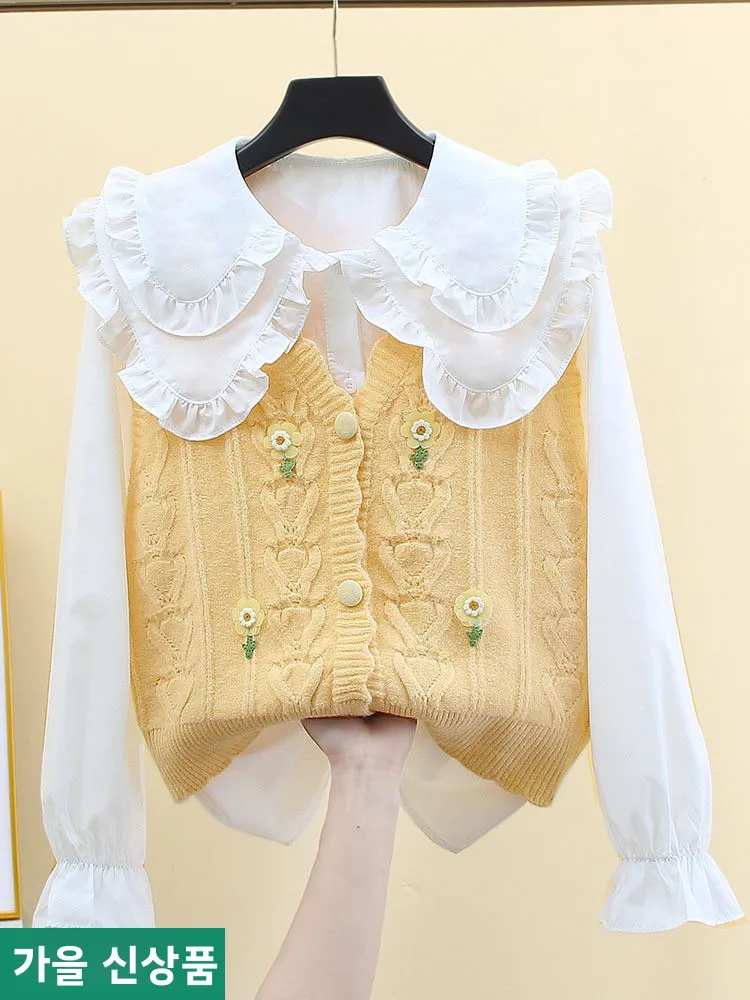 

Sli вязаный жилет женский модный весенне-осенний новый модельный милый свитер с пуговицами и v-образным вырезом