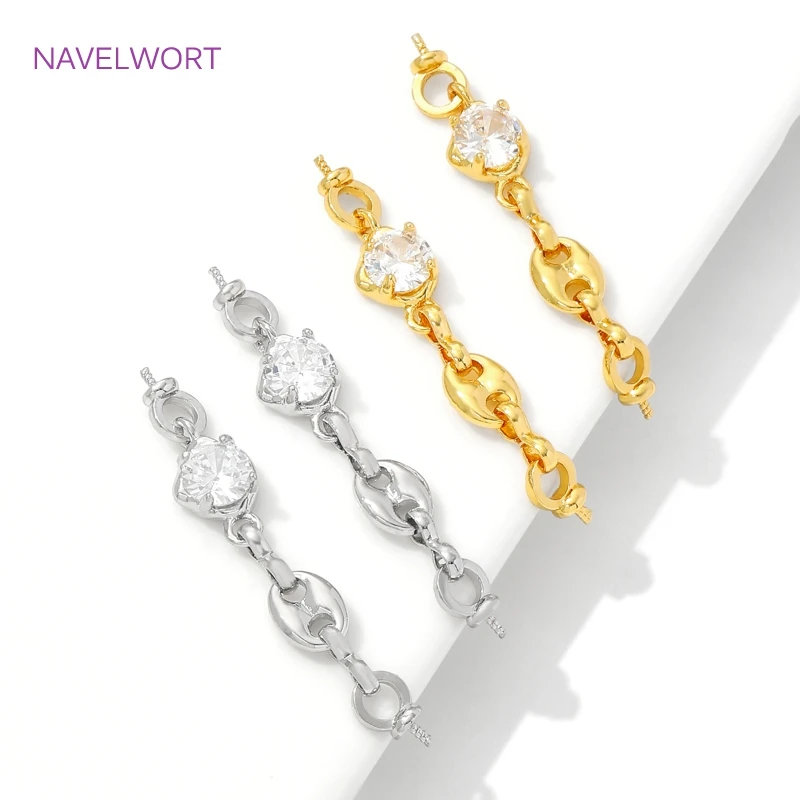 Connector For Jewelry 18K Gold Plated Bracelets Connectors,Inlaid Zircon Connectors Accessories,DIY Jewelry Making Supplies