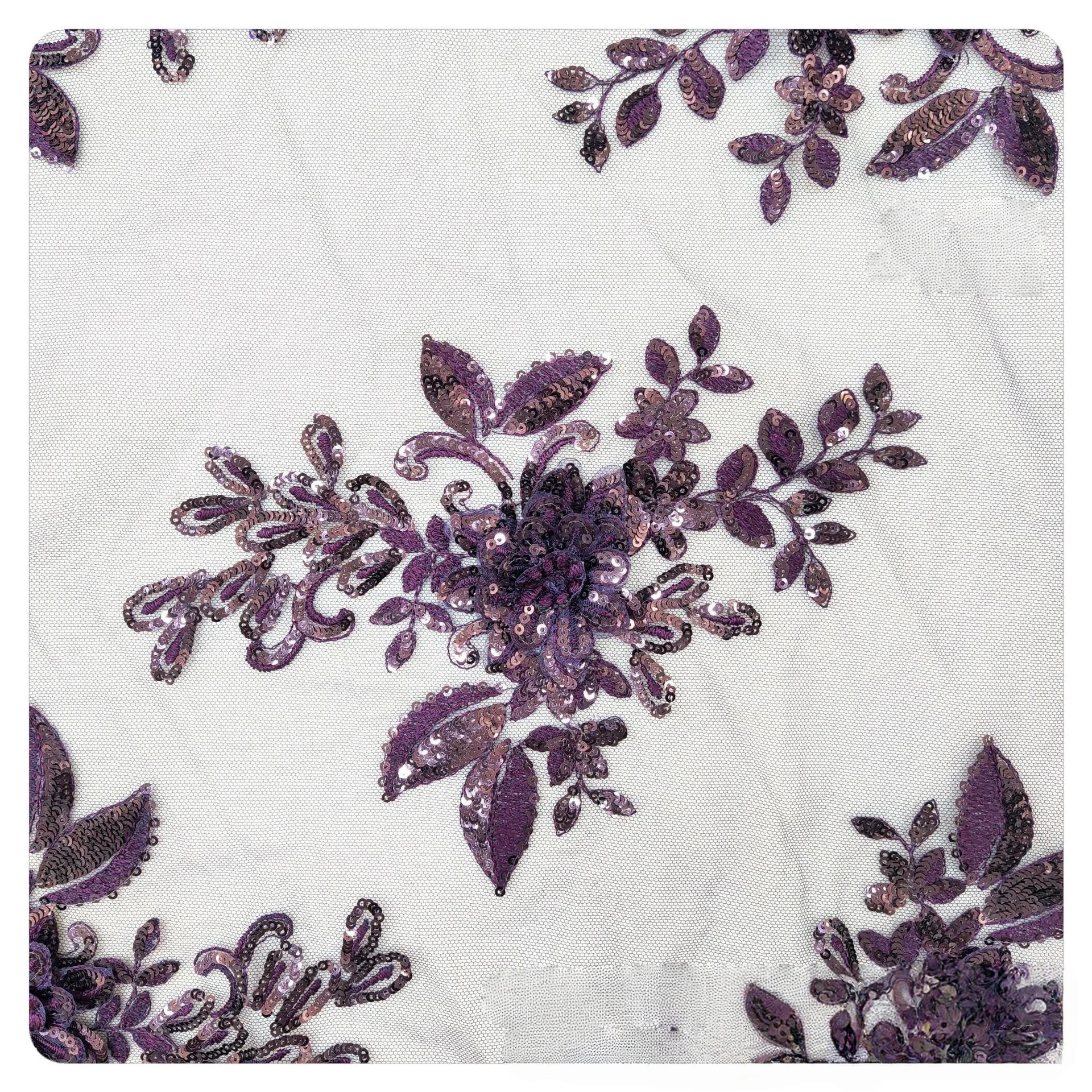 

20 Colors Beaded Lace Trim Tulle Embroidery Appliqued DIY Bridal Dress Patches Bride Evening Dress Sequin Decoration Fabric