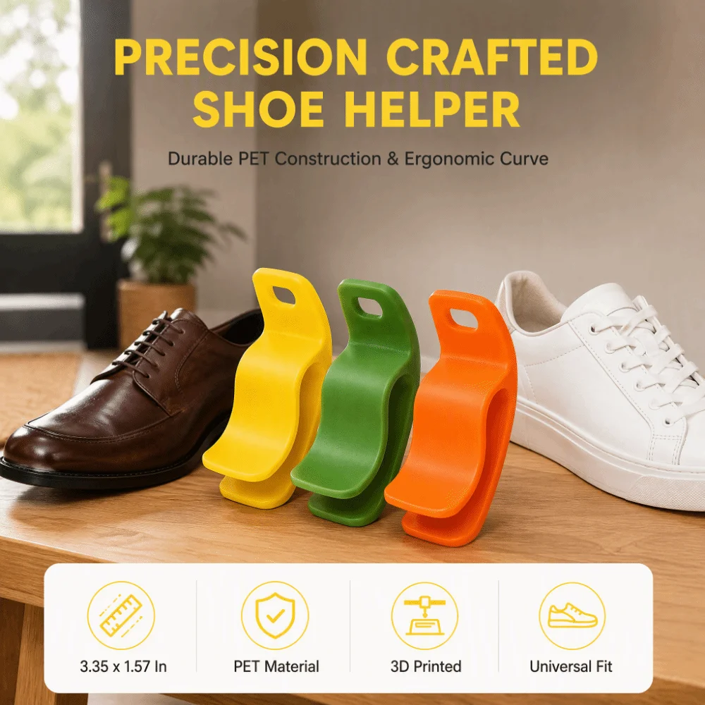 Light Weight 3D Printed Shoe Helper Plastic Curved Shape Shoe Puller Portable Hand Grip Heel Guard for Daily Dressing