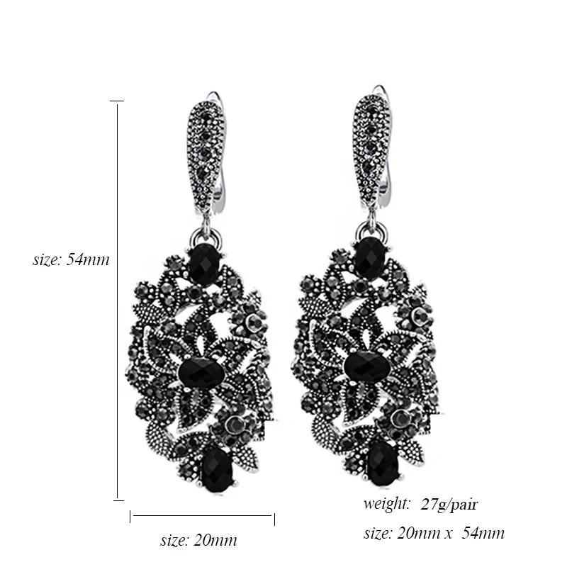 Ajojewel Vintage Long Black Crystal Earrings Ladies Drop Earrings For Women Jewelry  High Quality