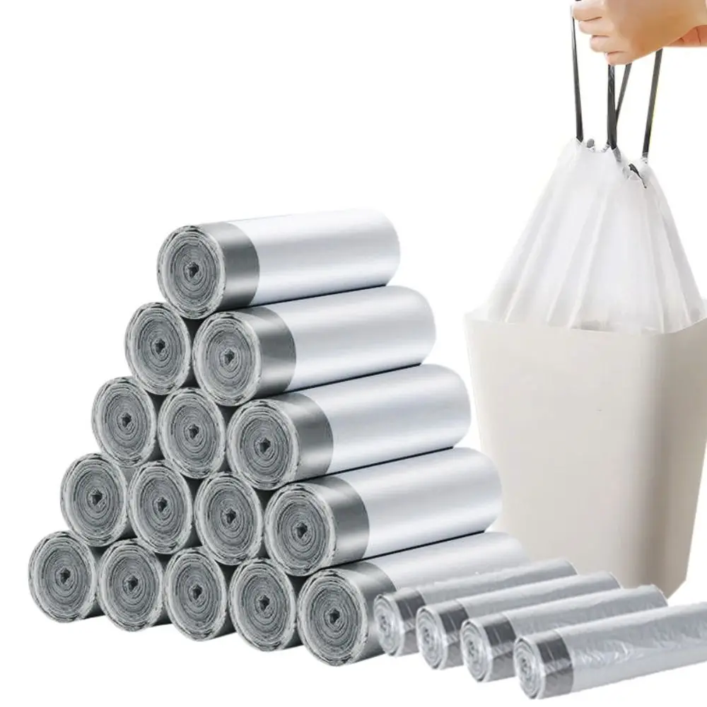 

4Rolls Convenient Disposable Drawstring Trash Bags PE Material Leak-Proof Garbage Bags Odor-Control Wastebasket Bags Home
