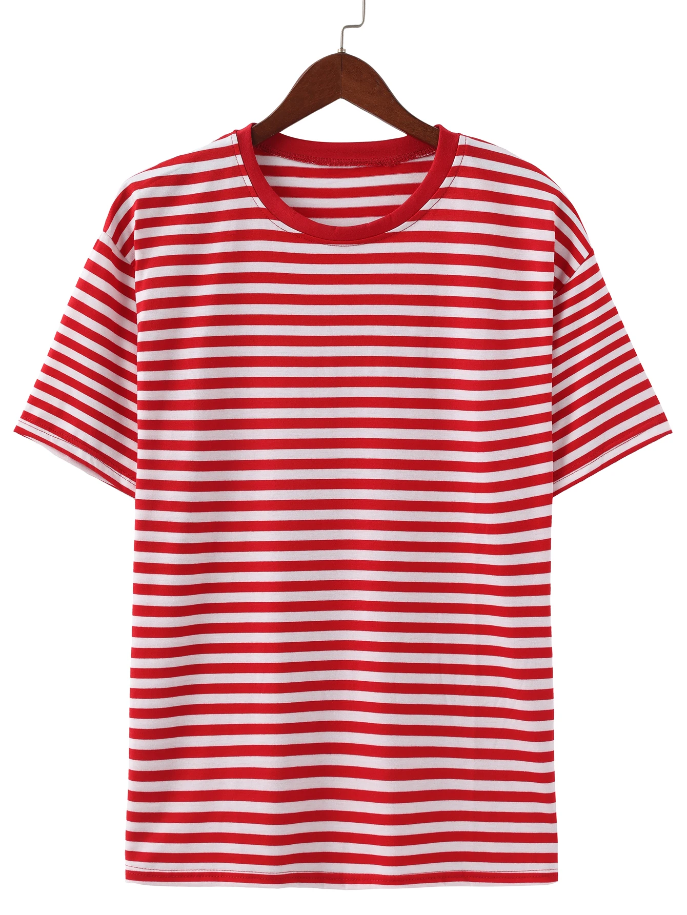 Summer T-shirt casual round neck red striped men\'s short sleeved T-shirt men\'s T-shirt