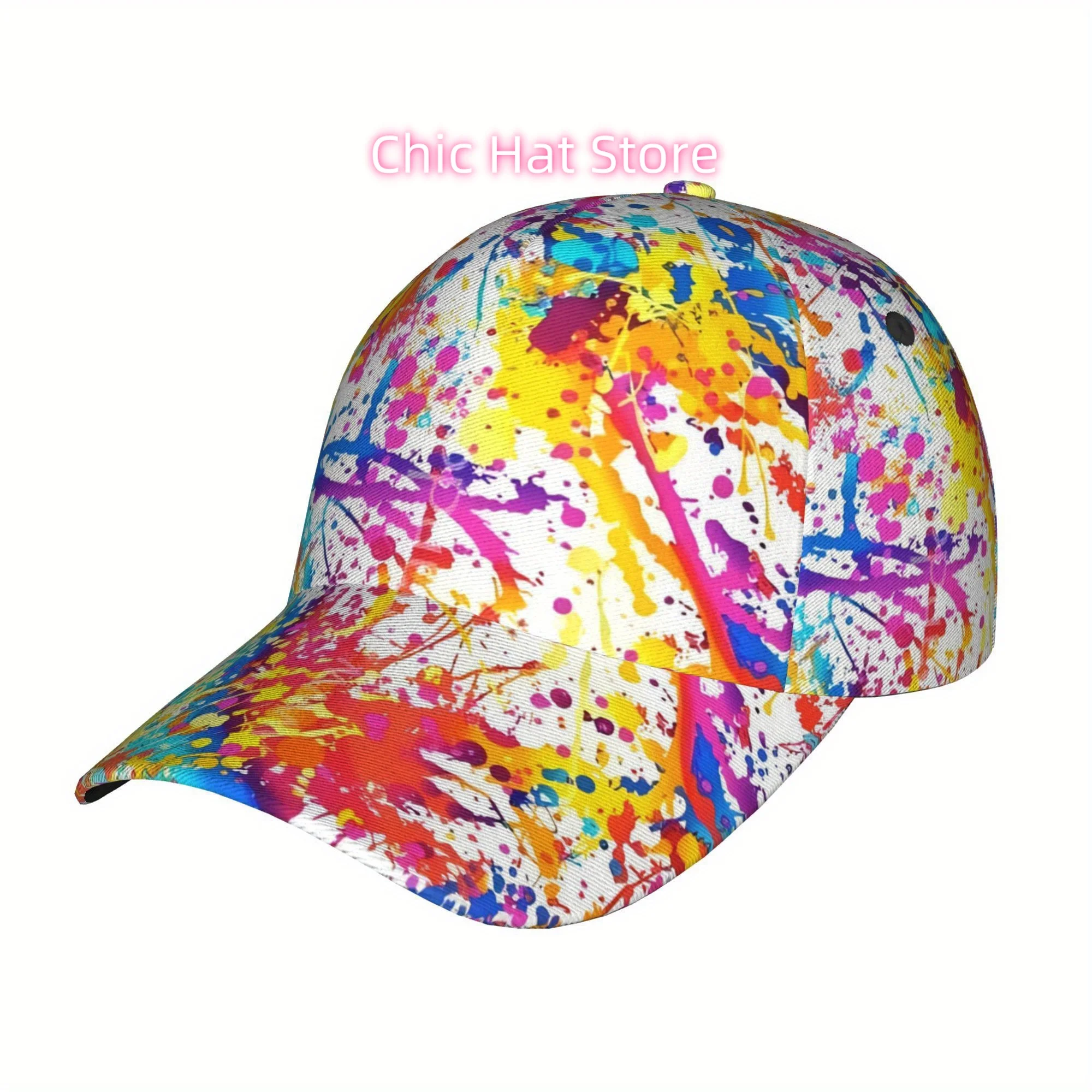 1pc of a Baseball Cap Featuring Ink Splashes, Suitable for Both Genders - a Lightweight And Adjustable Sun Hat with a Broad Brim