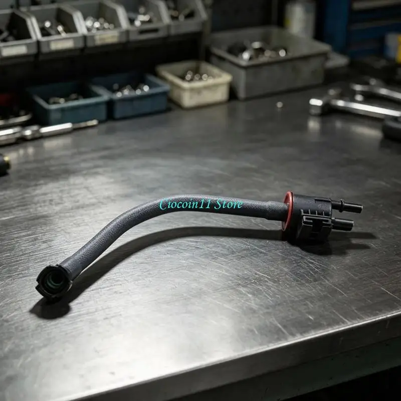 Y1UB JL3Z-9B325-B Canister Purge Solenoid for F150 2017-2020 Application, with Attached Hose and Two Visible Ports