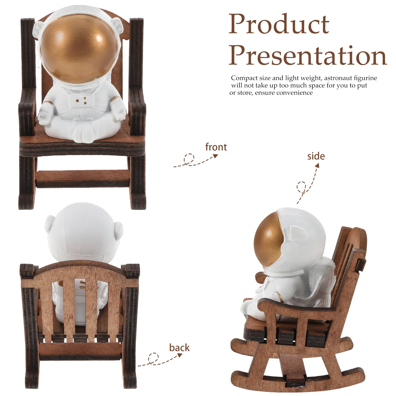 

Mini Zen Astronaut Rocking Chair Desktop nament Decor Sculpture Home Office Adornment Wood Statue Figurine Model Astronaut Toys