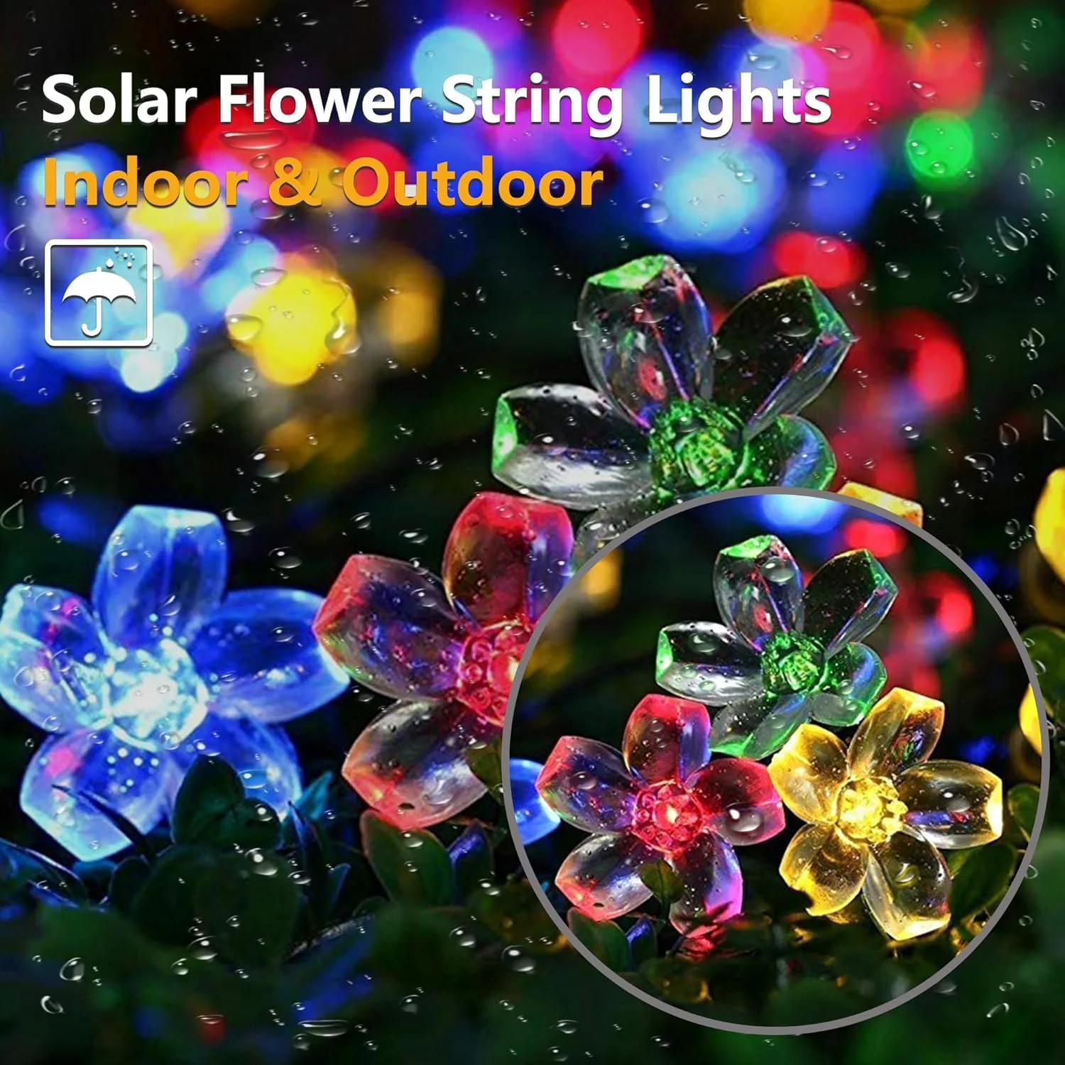 5/7/12M Purple Solar Flower String Lights Fairy LED Lights String Decorative Outdoor Lighting For Home Garden Holiday