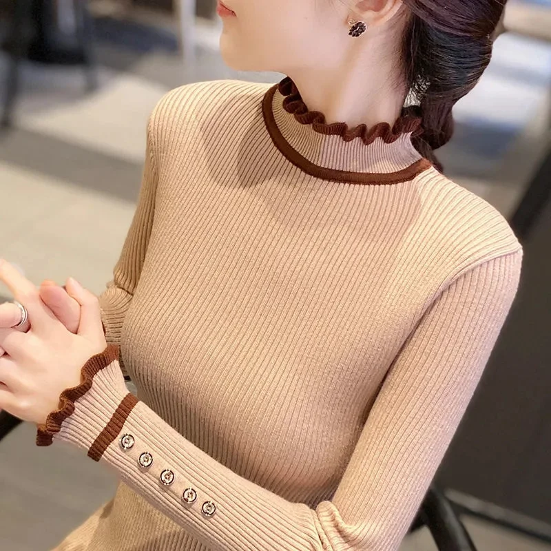 2023 Autumn Winter Women Sweater Turtleneck Loose Pullover Knit Soft Jumpers Casual Office Sweaters Knitted Female Pull Femme