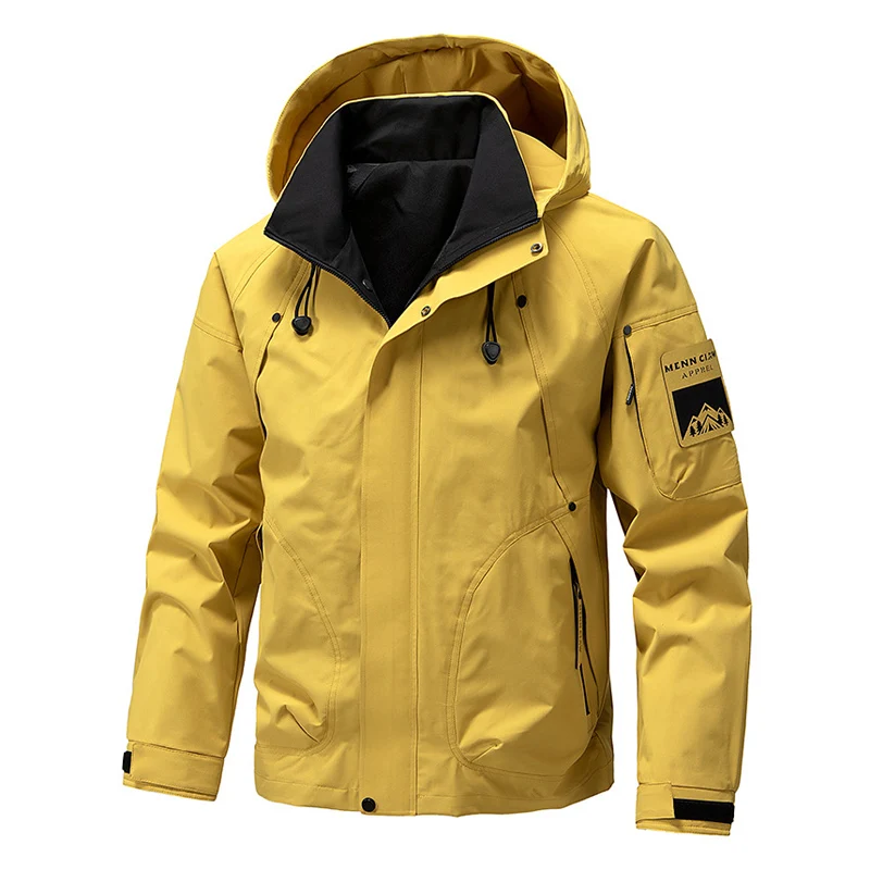 

Дышащая мужская ветровка-дождевик для активного отдыха, водонепроницаемая куртка для альпинизма с капюшоном, повседневная одежда