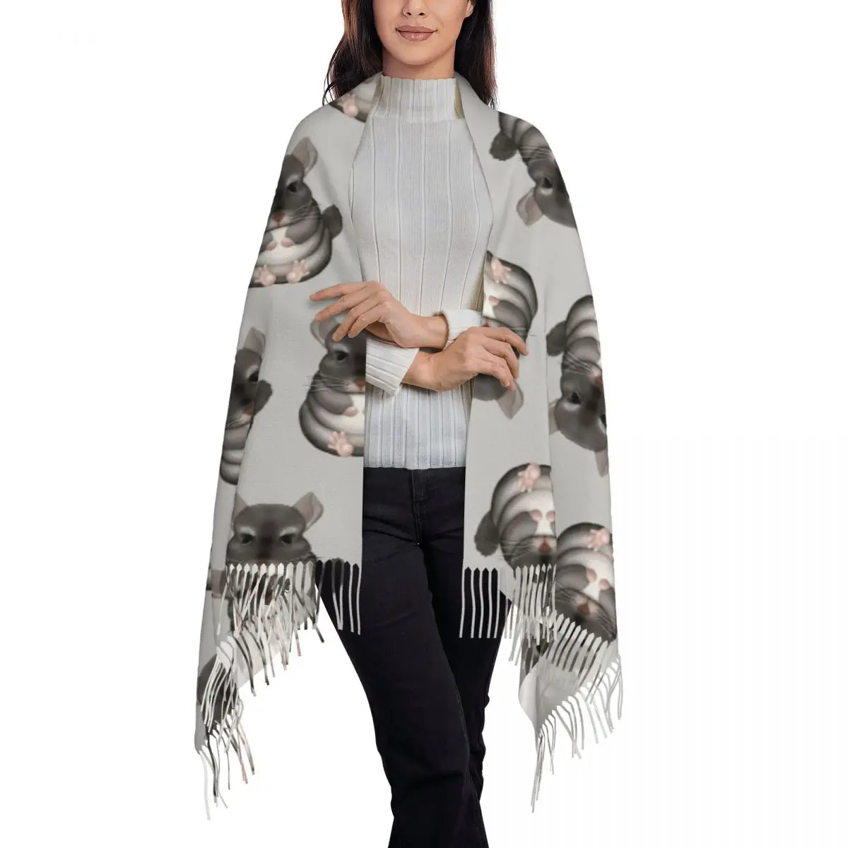 Chinchilla Scarf Tassel Scarves for Women Soft Warm Shawls and Wraps Long Fall Winter Shawl Wrap