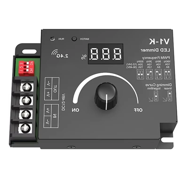 [B17B!】 V1-K LED Controller Dimmer 12V 24V PWM Dimmer Switch 20A Frequency Adjustable LED Strip Dimmer For Lighting Modules