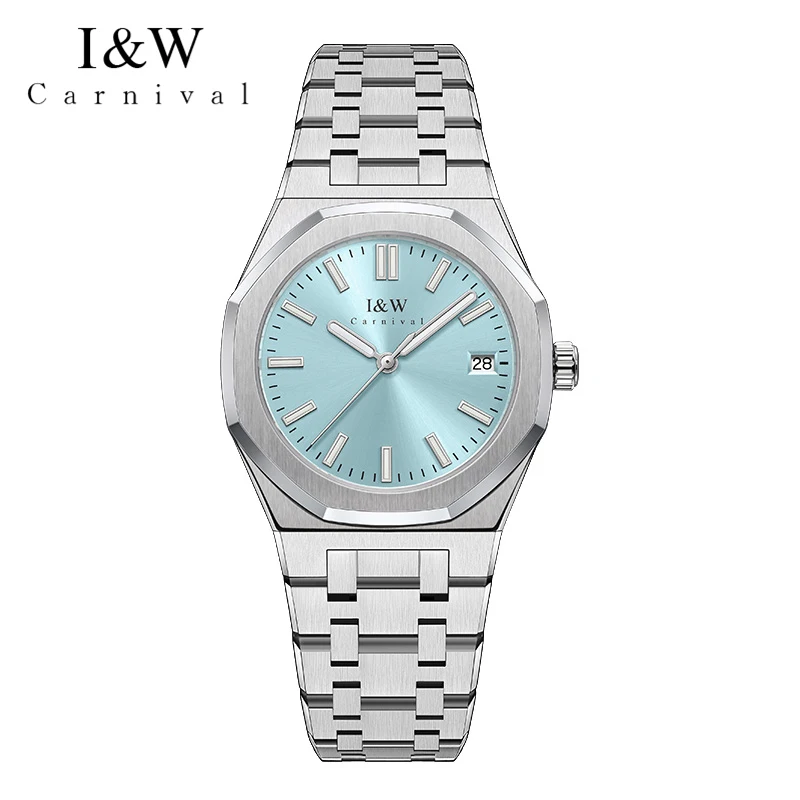 Carnival Brand High-End Series New Fashion Quartz Watch Women Luxury Stainless Steel Waterproof Luminous Date Watches Womens