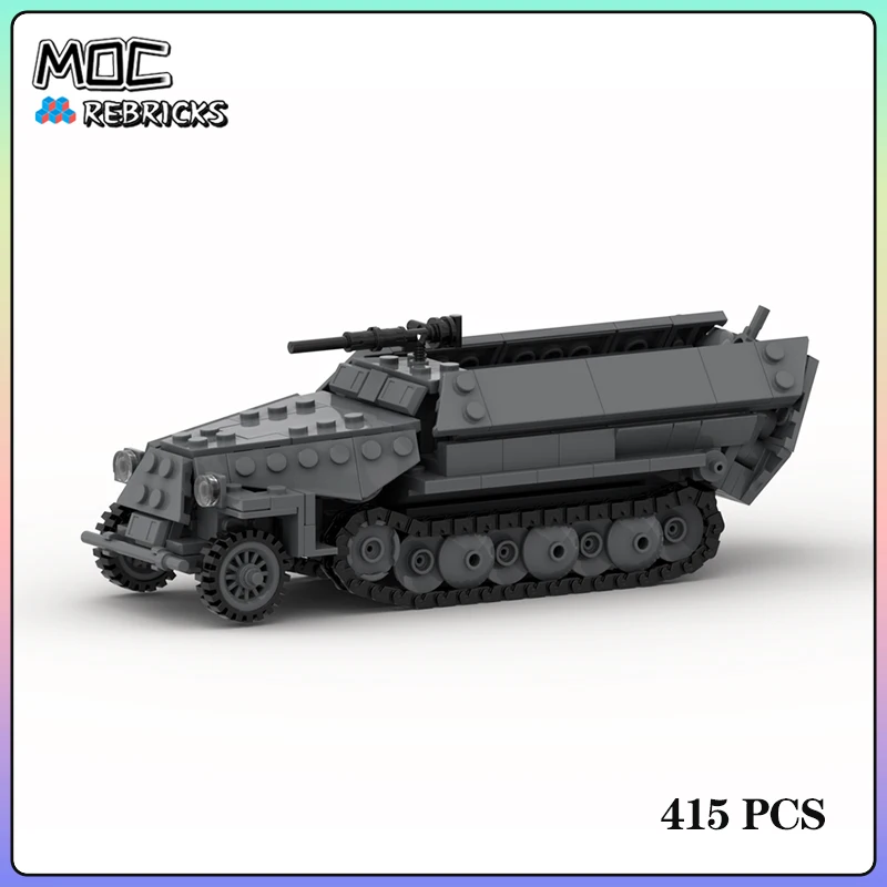 

Military Warfare MOC Medium Size Half Track Armored Vehicle Building Block Model Bricks DIY Toys for Kid Christmas Gifts 415pcs