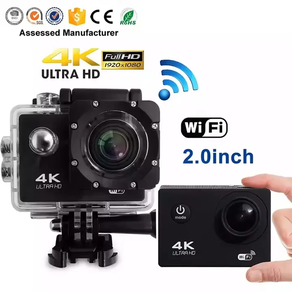 

D1000 30 кадров в секунду Камера для экшн-спорта 4k Wi-Fi Hd 2-дюймовая мини-камера для улицы 170 ° Видеокамера Водонепроницаемая видеокамера для экстремальных видов спорта