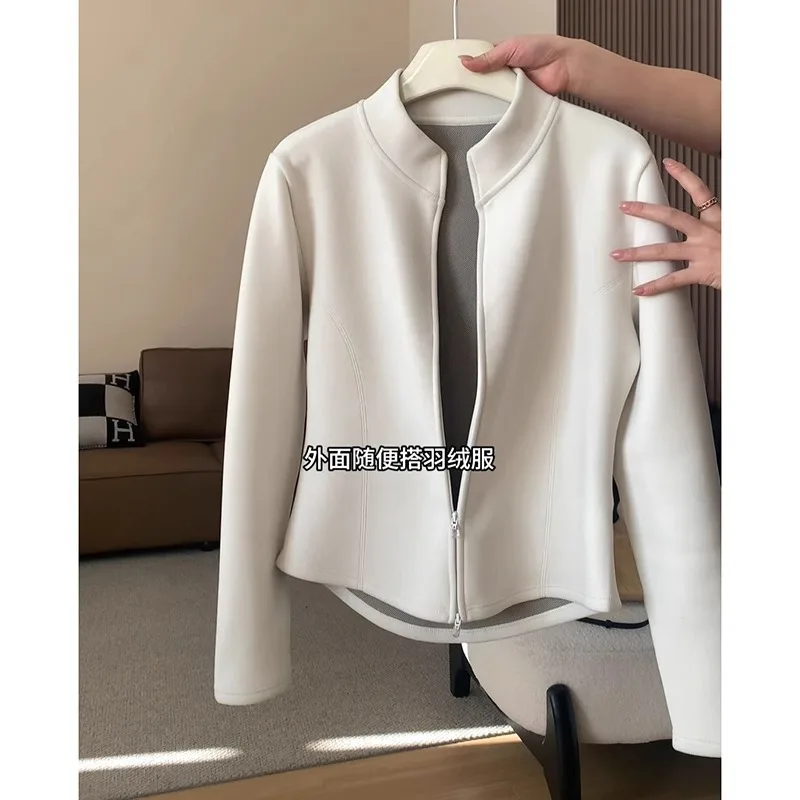

Thickened Stand-up Collar Long-sleeved Sweater Jacket Women's 2025 Autumn and Winter New Thermal Double Zipper Cardigan with Top