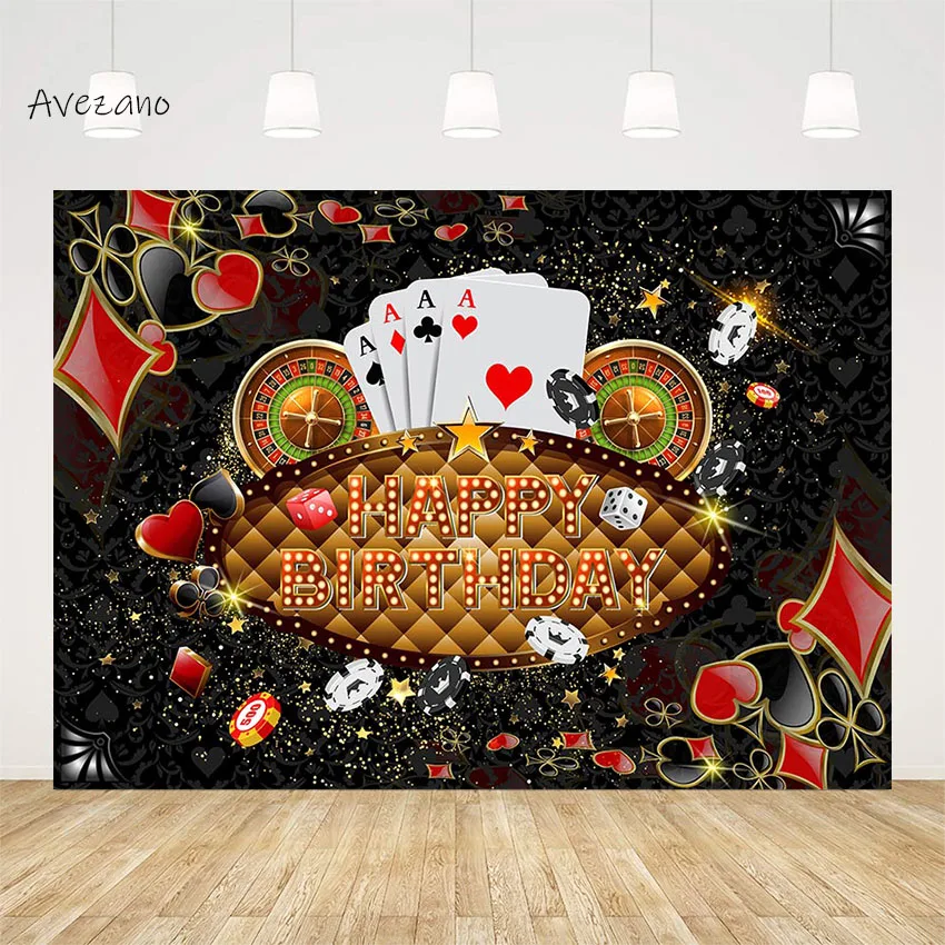 

Avezano Las Vegas Theme Backdrop for Photography Casino Night Poker Adult Birthday Party Background Photo Studio Decor Photozone