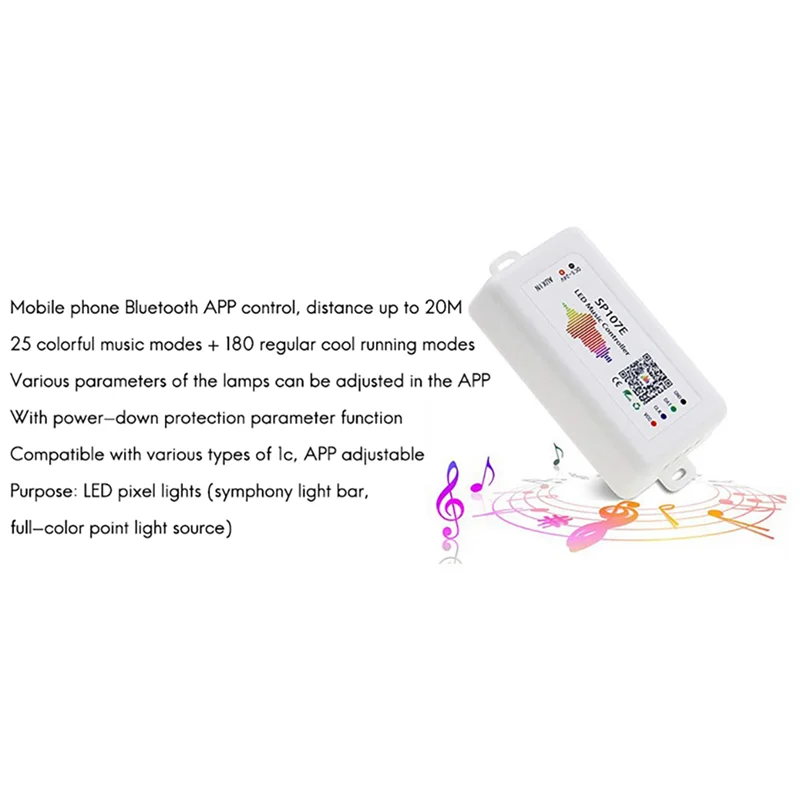 LICE-2X SP107E Pengendali LED Aplikasi Pintar Bluetooth WS2811/2812B Pengendali Musik LED Peredupan Strip Lampu