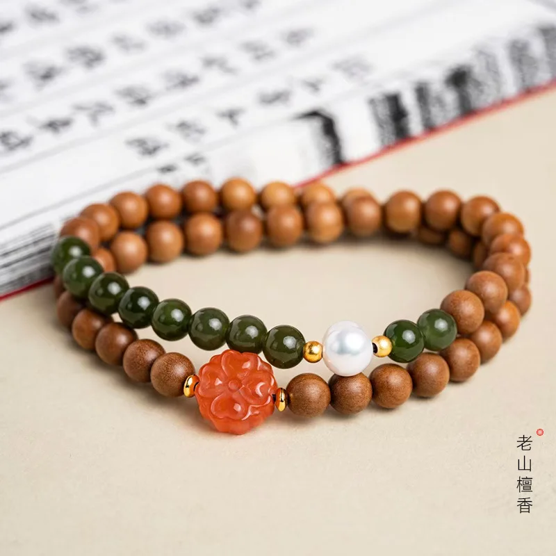 Indian Old Mountain Sandalwood DIY Moonlight Bracelet, 6MM, Unisex, Chinese Style Meditation Beads