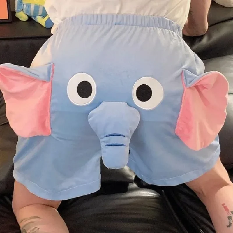 تصميم السراويل ثلاثية الأبعاد الكرتون الفيل ديكور زوجين بيجامة السراويل لينة تنفس للجنسين الصيف Homewear ملابس خاصة السراويل للراحة