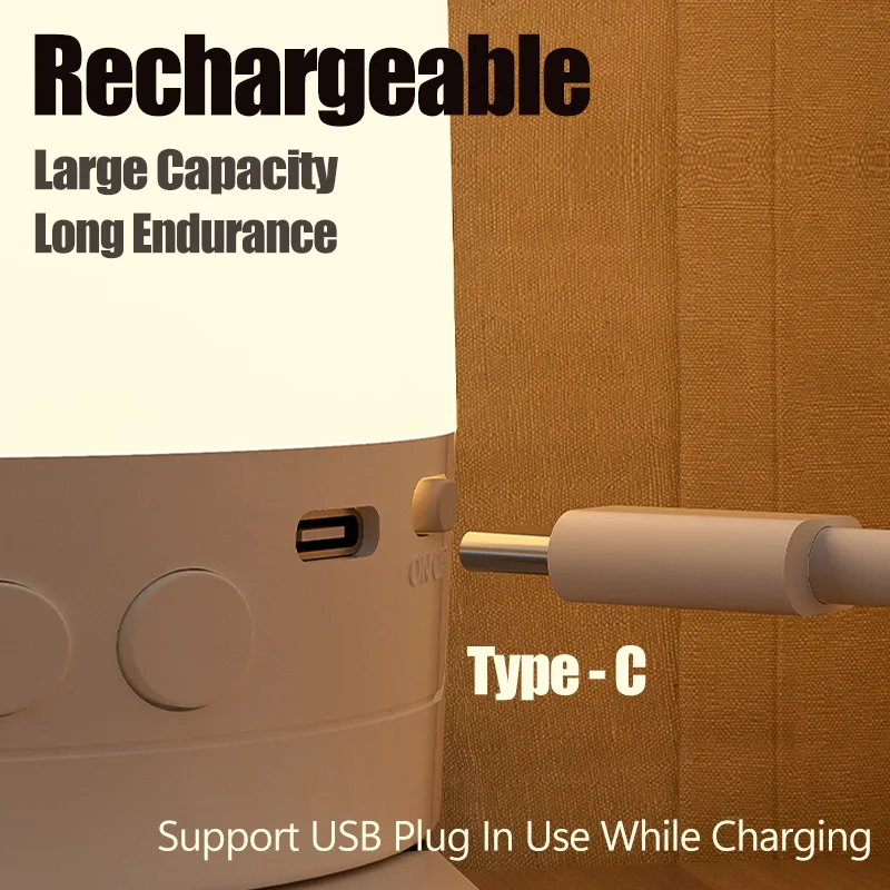 ضوء ليلي يعمل باللمس قابل لإعادة الشحن 3 ألوان لاسلكية لغرفة الطفل أباجورة USB LED ضوء ليلي ضوء ناعم محيط هدية للأطفال