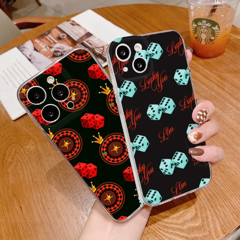 For IPhone 13 Pro Max Lucky Dice Phone Case FOR IPhone 14 13 12 11 Pro 7 8 14 Plus X 13 Pro MAX XR XS MINI Transparent Covers