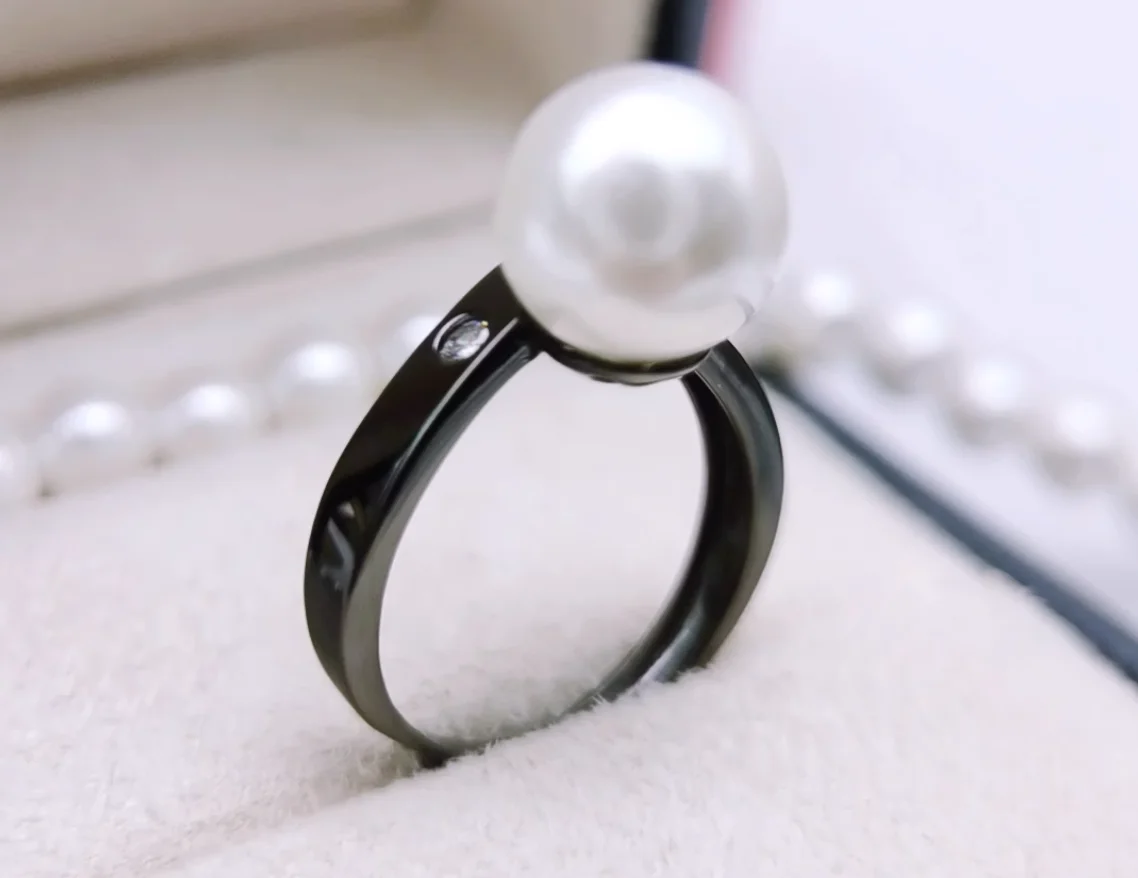 Beautiful Pearl AAA9-10mm 10-11mm 11-12mm South Sea Black Pearl Open Ring 925s