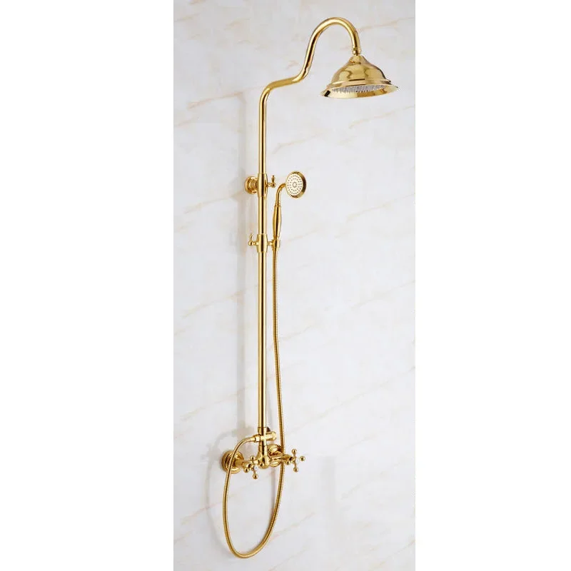 

All-copper gold European multi-functional ceramic shower set