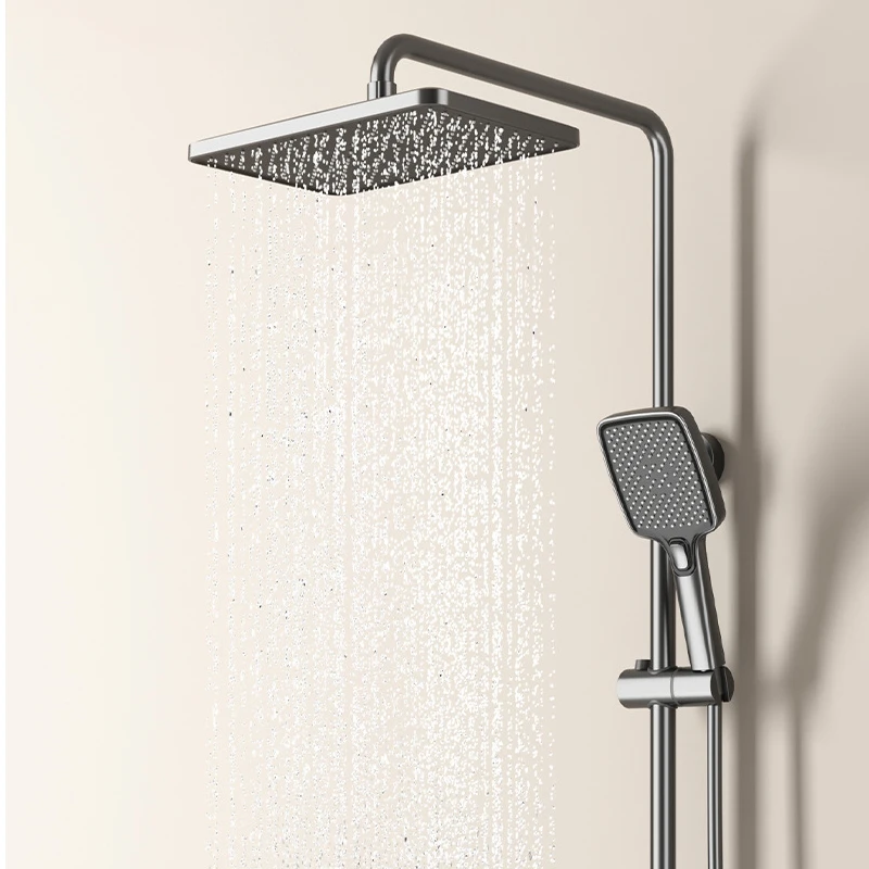 Atmosphere Bath Shower Mixer Faucet Bathroom LED Digital Hot Cold Thermostatic Shower System Bathtub Wall Mount Rain Shower Set