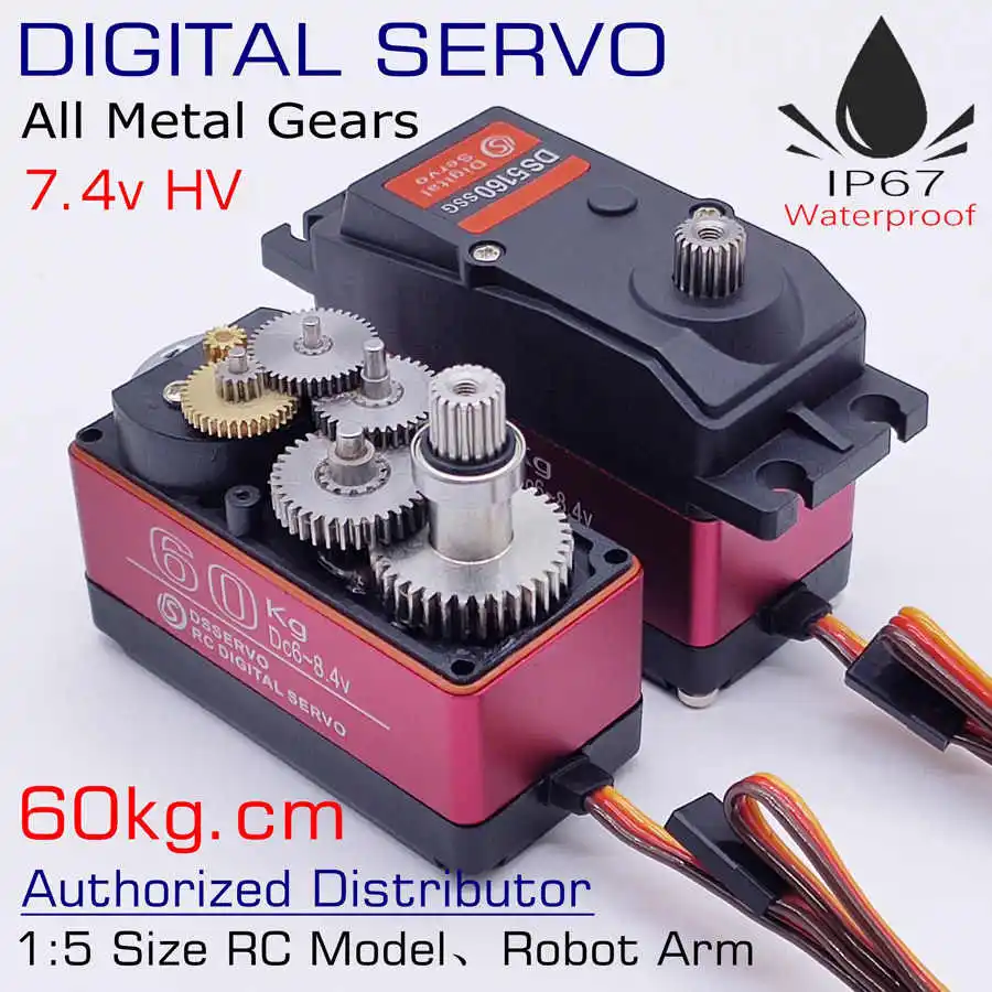 Ds5160 Hv 60Kg 180 ° 18T Metalen Versnelling Digitale Servo Voor 1/5 Redcat Hpi Baja 5b Ss Rc Auto Compatibel SAVOX-0236 Losi Xl 5T - 180 °