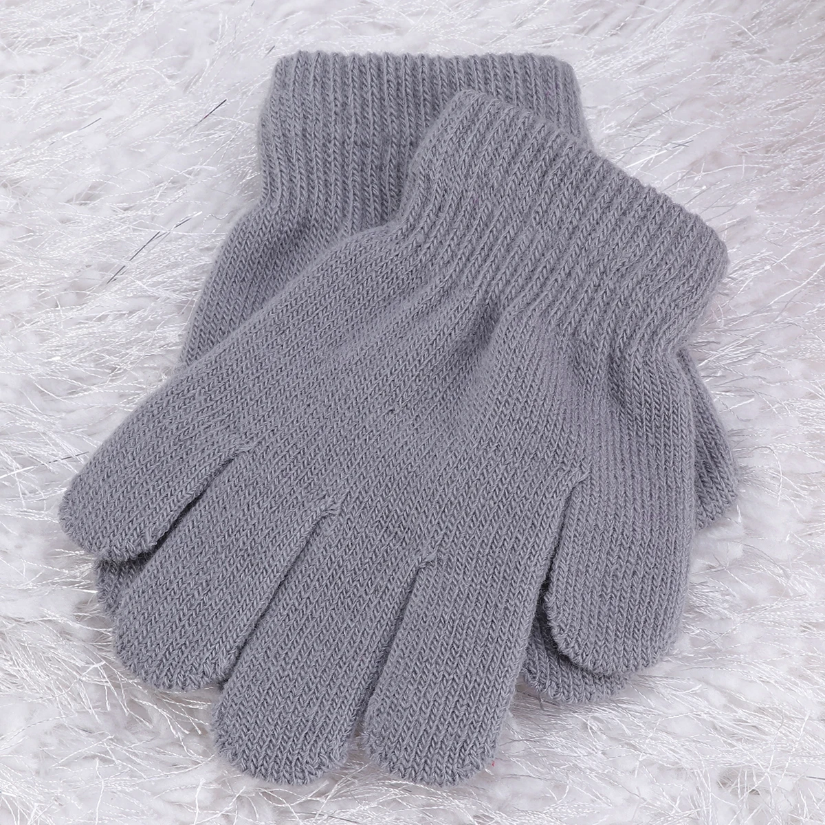 

Children Warm for Girls Boys Sports Grey Cycling Toddler Full Finger Winter Gloves Knitted Kids Gloves Soft Lightweight Washable