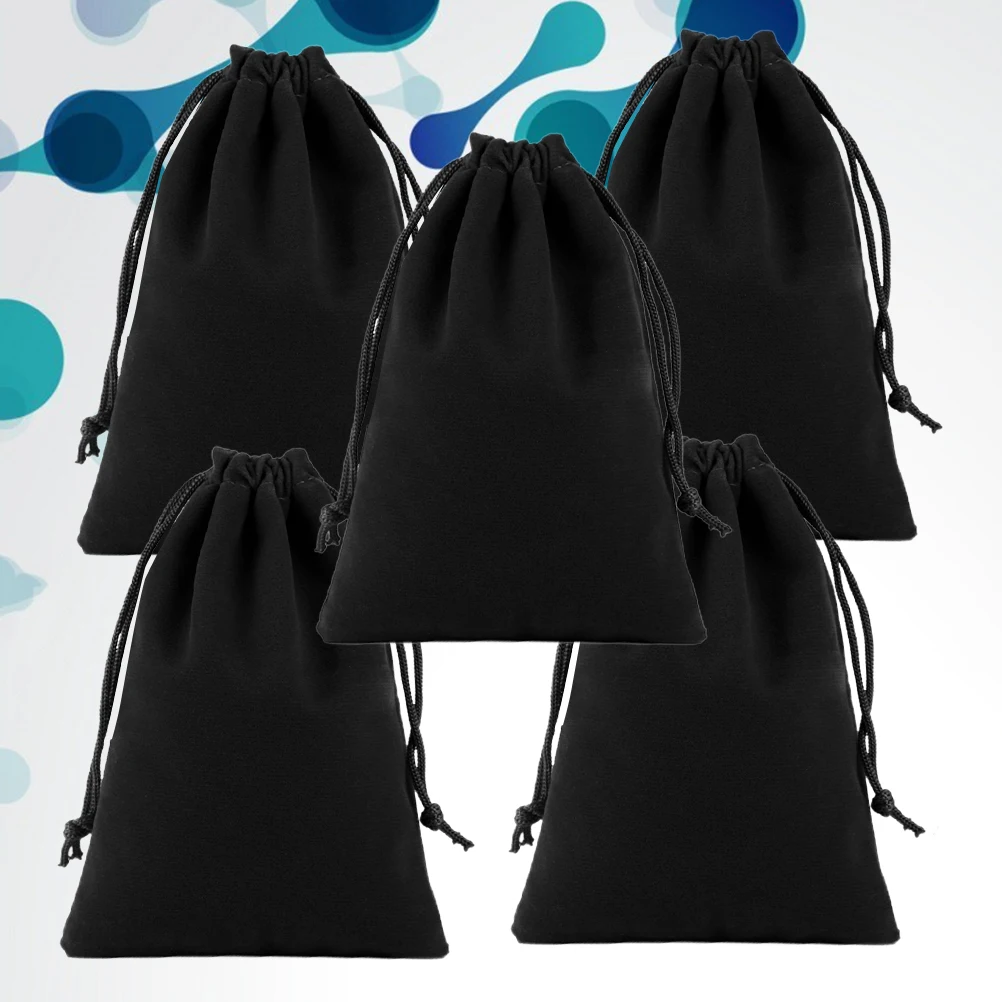 

5pcs Hair Pouch Flannel Drawstring Multifunctional Flannel Drawstring Storage Bag For Jewelry Gift Black 25X30Cm Sport Bag