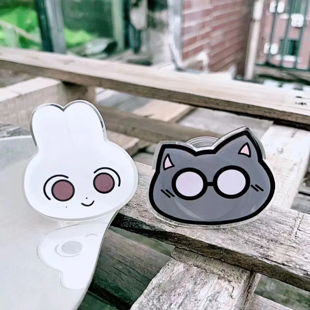 Cute Jeonghan Wonwoo Acrylic Phone Holder Grip Cartoon Cat Rabbit Pattern Print Extension Frame Finger Bracket Unisex Fans Gifts