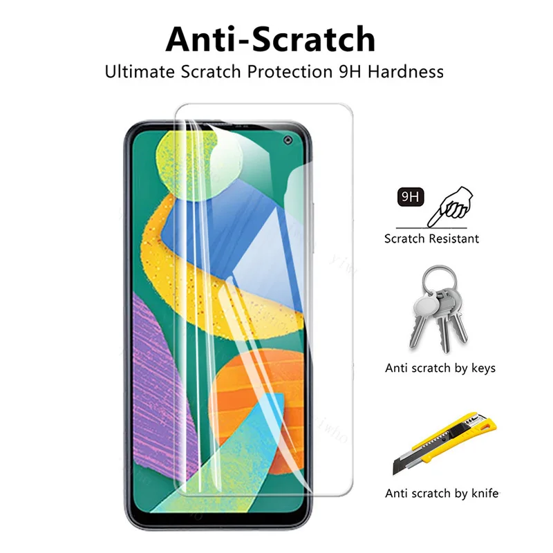 3 pz vetro temperato per Samsung Galaxy M55 M54 M34 M14 F62 F52 F42 F41 F22 F12 M01 Core M02s M52 M42 M32 5G protezione dello schermo 9H