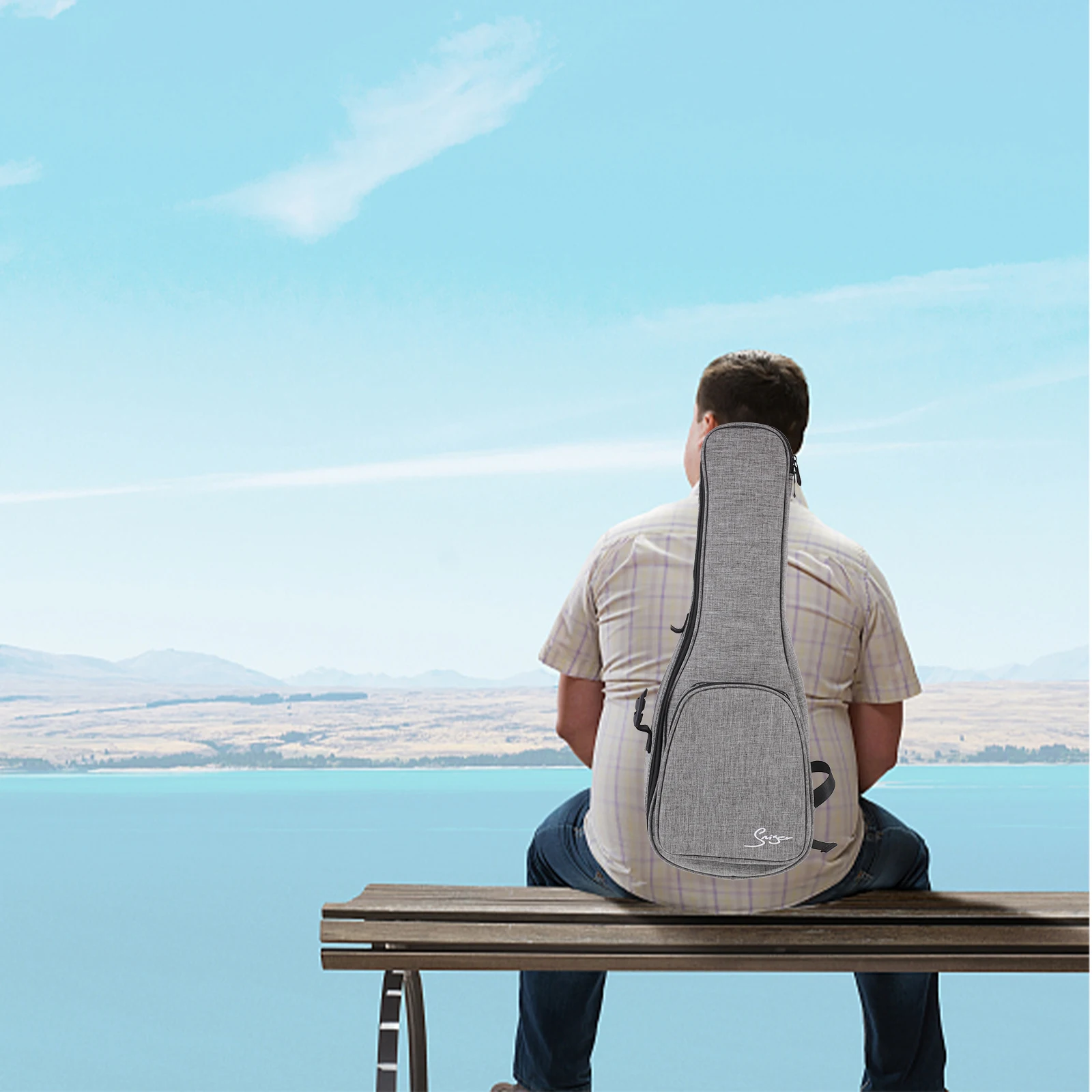 1 個のウクレレバッグ、信頼性の高いリネンベルベット製、頑丈な防水ポーチ、内部保護付き、軽量で持ち運びに便利、旅行に最適