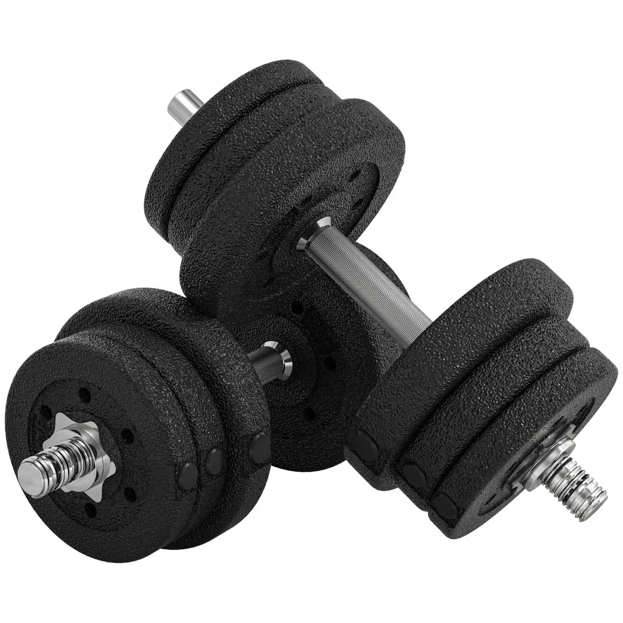 Ensemble d'haltères de 25 kg avec 12 disques de poids, acier polyuréthane noir, compact pour la maison et la salle de sport