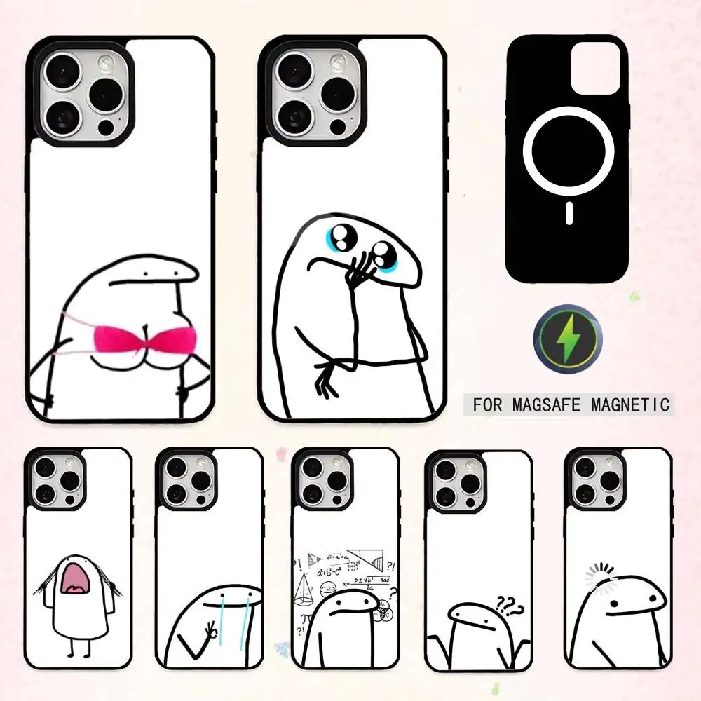 

F-Flork M-Meme Phone Case For iPhone17,16,15,14,13,12,11 Plus,Pro Max Magnetic For Magsafe Wireless Charging