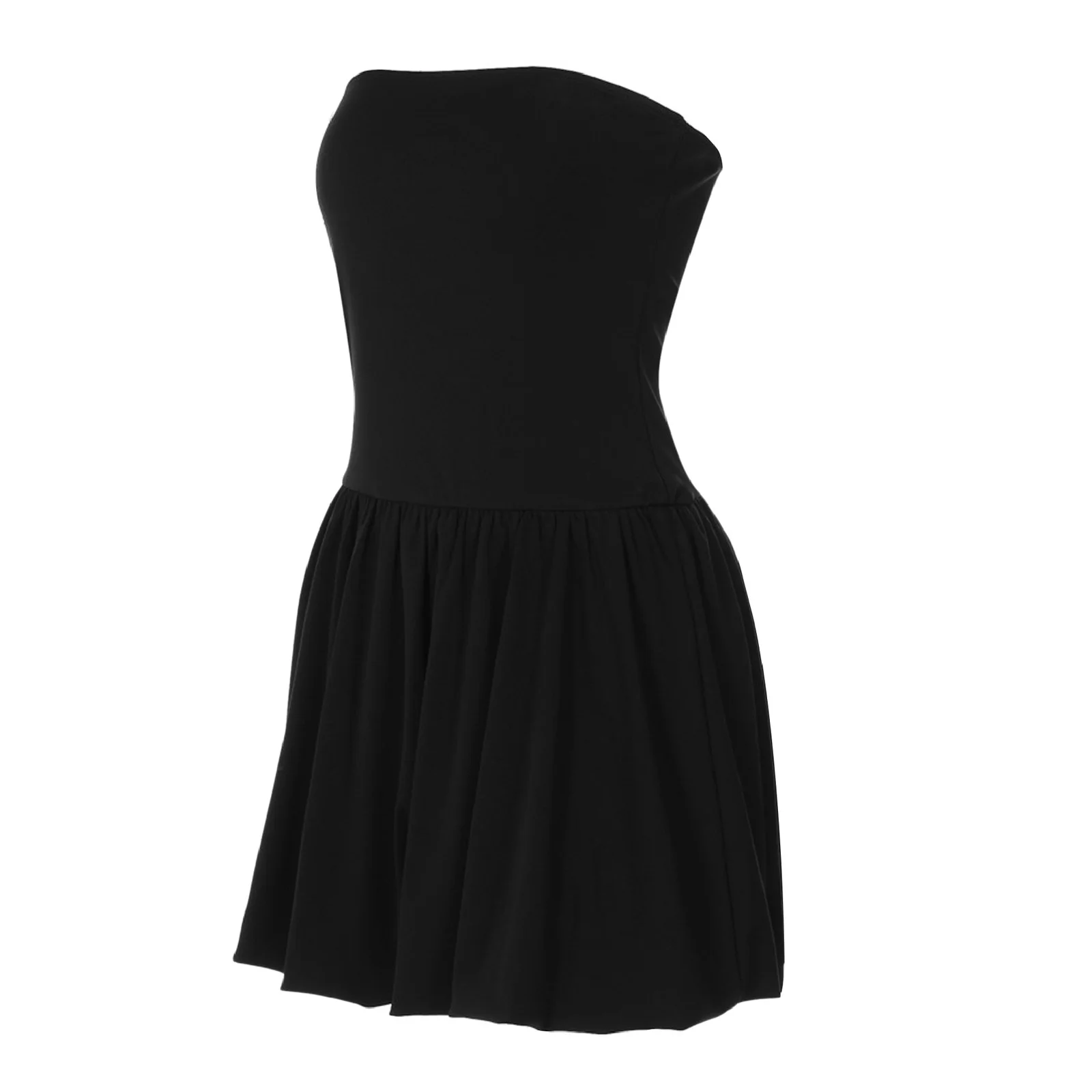Abito nero sexy senza spalline Abito elegante da donna a tubino Mini abito sottile senza spalline in tinta unita per abbigliamento quotidiano da club di compleanno
