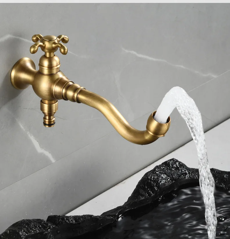 Wall Mounted Single Cold Out Door Basin Faucet Brass Sink tap Tap 360 Degree Swivel Double Use Out Door tap