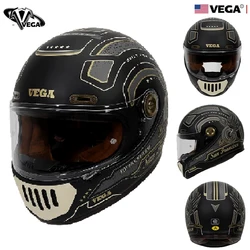 USA VEGA Fiberglass Motorcycle Helmet Retro Full Face Off Road Racing Helmet Cascos Para Motos DOT Appeoved Capacete Casco Moto