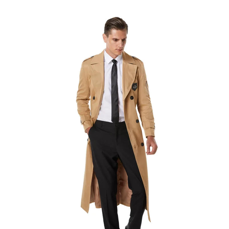 British Trend Double Breasted Casual Handsome Business Long Jacket Size 7XL 8XL 160 kg Man Can Wear Trench Coat for Men in028